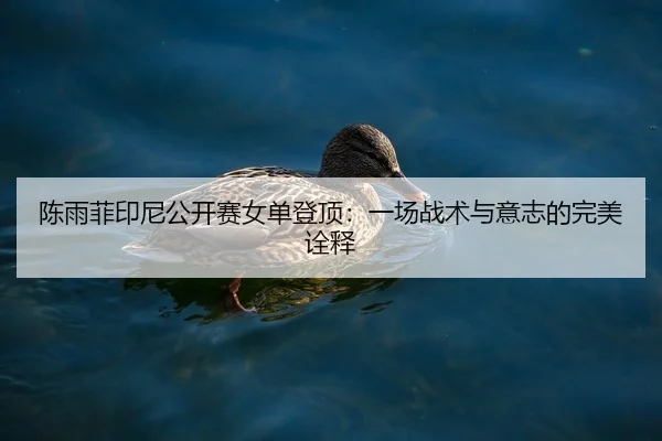 陈雨菲印尼公开赛女单登顶：一场战术与意志的完美诠释
